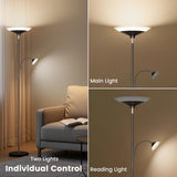 2-in-1 Torchiere Floor Lamp, 34W Dimmable Modern Standing Lamp